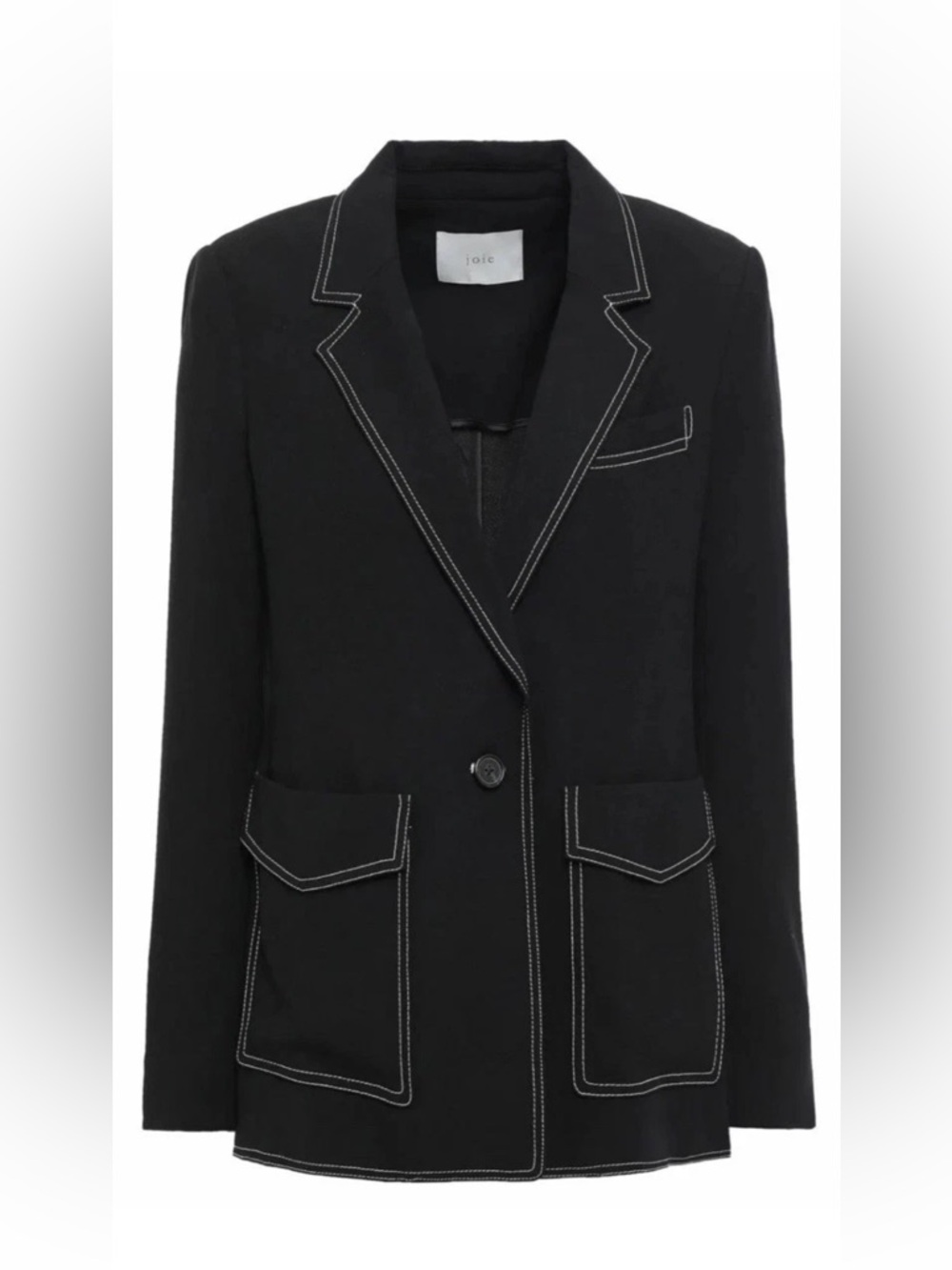 Joie Tabora Black Blazer with contrast White Stitching Size 0 Pristine